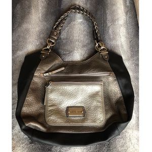 Rosetti Vegan Leather Gold Pewter Black Handbag
